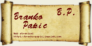 Branko Papić vizit kartica